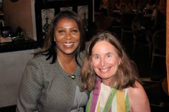 State Attorney General Letitia (Tish) James (left) with Leonie Haimson, founder and executive director of Class Size Matters, at a June 19 fundraiser. The educational advocacy group says it lost $7,000 on the bash because NYCharities, the online funding platform it used, never handed over the funds. Now, James is investigating the matter.