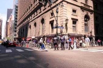 Asylum-seekers camping outside the Roosevelt Hotel this summer.