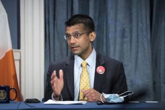 Dr. Dave Chokshi at a COVID briefing. Photo courtesy of Dr. Dave Chokshi