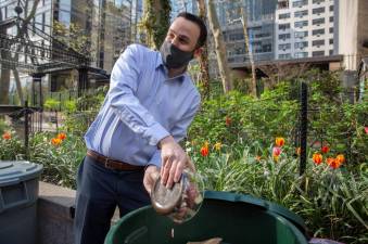 City Council Member Keith Powers at the food-scrap drop-off event. Photo: John McCarten