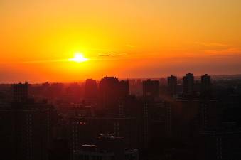 Sunrise over New York City.