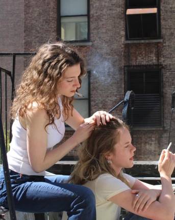 In “Dolores,” Sinead Hogan (left) and Coralie Bradnam play working-class siblings Sandra and Dolores, who, over the course of an afternoon, rehash family secrets, lies, trauma, and buried memories.
