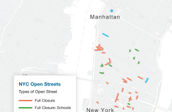 Neither Chelsea nor Hell’s Kitchen will have any school-related “Open Streets” closures (green lines) this year.