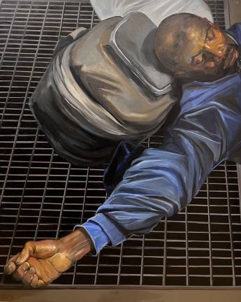 “<i>The Grill</i>,” 60 X 48 inches, oil on canvas, 2024. Gershman said that, emotionally, this was one of the hardest for her to paint.
