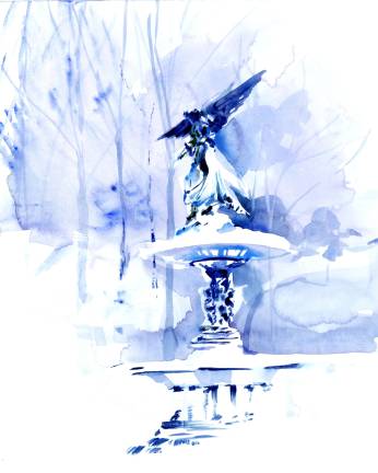 Anne Watkins’ watercolor of Bethesda Fountain.