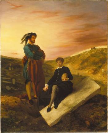 Delacroix drew inspiration from works of literature such as “Hamlet.” Eugène Delacroix, (French, 1798–1863). “Hamlet and Horatio in the Graveyard,” 1835. Oil on canvas. 39 × 31 11/16 in. Städel Museum, Frankfurt am Main. Photo: Städel Museum - ARTOTHEK