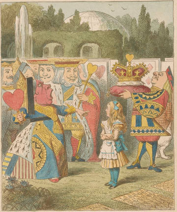 John Tenniel (1820&#x2013;1914), &#x201c;Off with her head!&#x201d; 1885. Hand-colored proof. Gift of Arthur A. Houghton, Jr., The Morgan Library &amp; Museum. Photography by Steven H. Crossot, 2014.