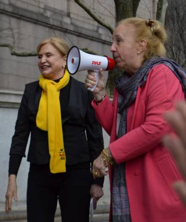 City Council Member Gale Brewer, formerly Manhattan Borough President, expressed her support for Rep. Maloney at the American Museum of Natural History. Photo: Abigail Gruskin