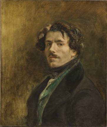A self-portrait by Eug&egrave;ne Delacroix, with the painter exuding calm and confidence, is among more than 150 oils, watercolors, drawings, prints and other objects on view at The Met Fifth Avenue through January 6. Eug&egrave;ne Delacroix (French, 1798–1863). “Self-Portrait in a Green Vest,” ca. 1837. Oil on canvas, 25 9/16 x 21 7/16 in. Mus&eacute;e du Louvre, Paris. &Copy; RMN — Grand Palais (Mus&eacute;e du Louvre)/Michel Urtado