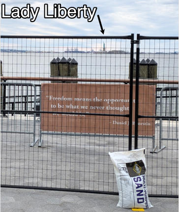 The Battery Park Brouhaha is about a fence that keeps people distant from Lady Liberty.