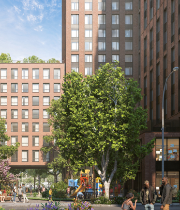 A rendering of a revised version of the Elliott-Chelsea Houses, after they’re demolished and rebuilt.