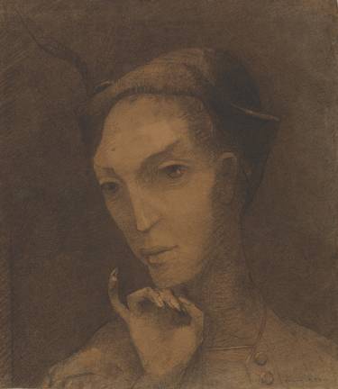 Odilon Redon (1840–1916), "The Fool (or Intuition)," 1877, charcoal with black chalk and fixative on light brown paper, Thaw Collection, The Morgan Library &amp; Museum. Photo: Graham S. Haber