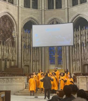 The choir performs inside Riverside Church in a Martin Luther King Jr. celebration on Jan. 18