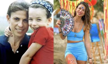 Hannie Ricardo and daughter, Oriya Ricardo, on the left and Oriya grown-up at an event on the right.