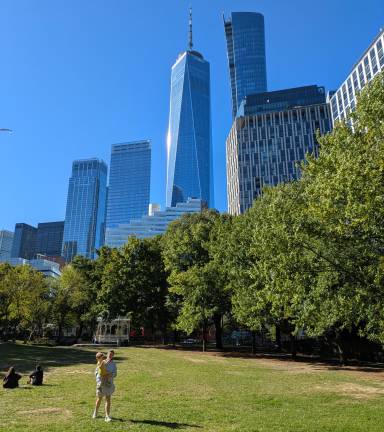 Washington Market Park looking south across the field.