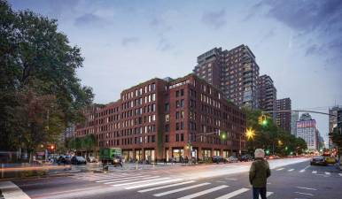 An architectural rendering of the upcoming development at 335 Eighth Ave.