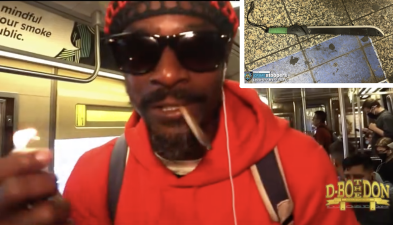 Anthony Griffin as seen in YouTube interview posted January 2023; machete recovered at Grand Central crime scene [inset].