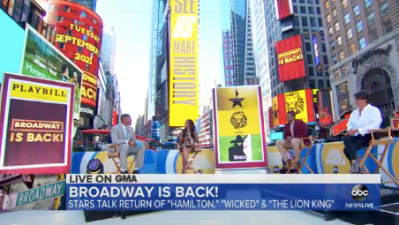 Screenshot of GMA on Broadway reopening.