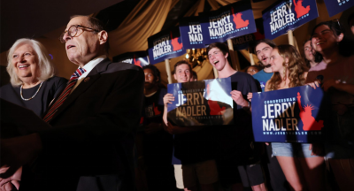 Rep. Jerrold Nadler celebrated a landslide victory over Rep. Carolyn Maloney and attorney Suraj Patel. Photo via Nadler’s Twitter