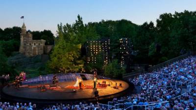 <b>Shakespeare in the Park is still free in the open air Delacorte Theater, which this summer features a modern take on the tragic drama “Hamlet. </b> Photo: Courtesy Shakespeare in the Park