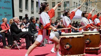 Give the drummers some: the women of Soh Daiko perform during the opening ceremony.