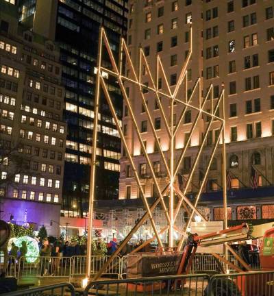The world’s largest Hanukkah menorah before the lighting.