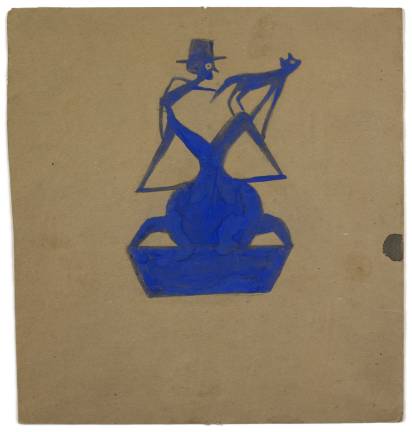 Bill Traylor&#x2019;s &#x201c;Man and Cat on Organic Form,&#x201d; Poster paint and graphite on cardboard, c.1939-42. From California&#x2019;s Just Folk. Photo courtesy Outsider Art Fair.