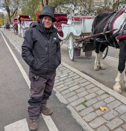 A horse carriage driver in Central Park, Nov. 13, 2025.