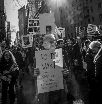 Anti-war protest in Times Square on 3/1/26