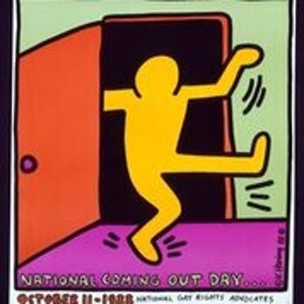 Keith Haring National Coming Out Day, 1988 Offset lithograph, 26 x 23 in. &#xa9; Keith Haring Foundation
