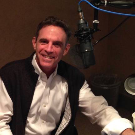 Eric Marcus, producer of the podcast "Making Gay History," in the recording studio. Photo courtesy of Eric Marcus