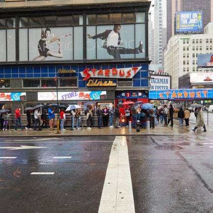 There’s long lines to get into Ellen’s Stardust Diner, one establishment that has managed to outpace the rest of the city in the post-pandemic recovery.