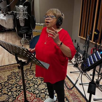Mavis Staples recording her most recent album, “Sad and Beautiful World.”