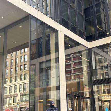 The NYPD maintained a presence outside One Penn Plaza on Feb. 25. Less than 24 hours earlier, a 26-year-old man plunged to his death at the Vornado-owned building.
