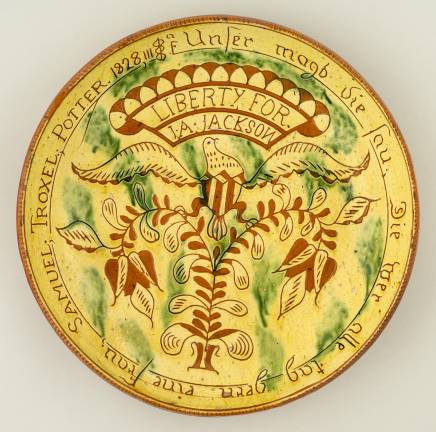 Samuel Troxel, &quot;Dish.&quot; 1828. Earthenware, copper oxide. New-York Historical Society