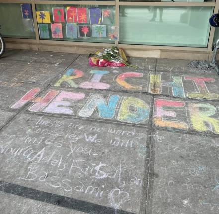 The memorial for Richard Henderson, who was tragically killed in Brooklyn on Jan. 14, outside the Avenue School of the Americas. He was a beloved crossing guard at the 10th Ave. institution.