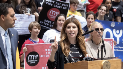 New City Council Speaker addressed the issue on the funding of Manhattan Youth with city council members Chris Marte (left) and Gale Brewer (right) supporting the move.