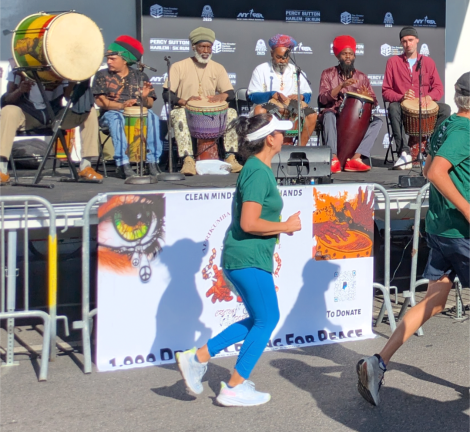 1,000 Drummers for Peace giving runners a final push to the finish of the Percy Sutton 5K.