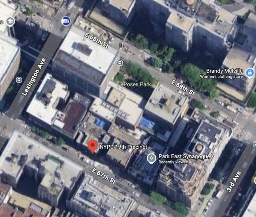 East 67th Street between Lex &amp; Third: NYPD 19th Precinct and Park East Synagogue, an FDNY station between them.