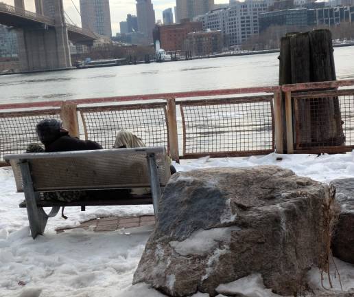 Homeless on the East River waterfront, Feb. 6, 2026.