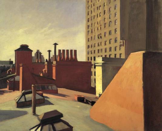 Edward Hopper, “City Roofs,” 1932. Oil on canvas. Whitney Museum of American Art, New York; Josephine N. Hopper BequestP.2016.11. © 2022 Heirs of Josephine N. Hopper/Licensed by Artists Rights Society (ARS), New York