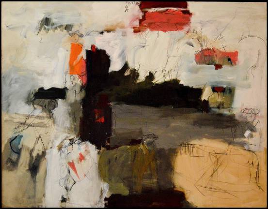 Larry Rivers’ abstract take on “Washington Crossing the Delaware” spans an entire wall. Photo: Adel Gorgy