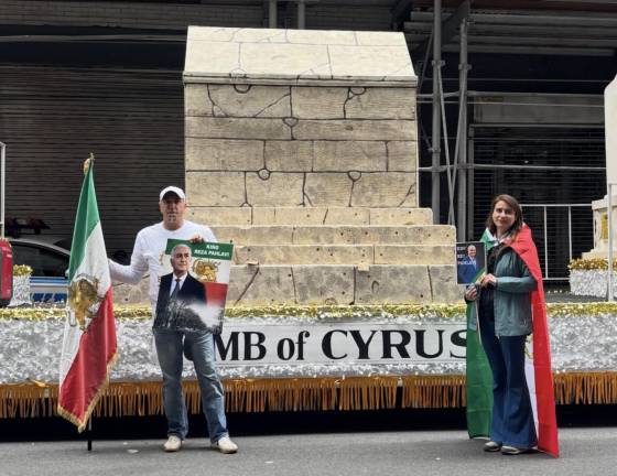 A replica of the historic Tomb of Cyrus at Persian Day Parade on Madison Avenue, April 19.