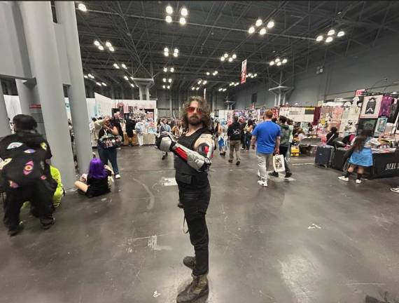 One cosplayer is dressed as Keneau Reeves’ character Johnny Silverhand from “Cyberpunk 2077.”