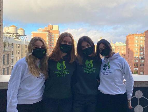 SustainABLE Start team (left to right): Nina Hissnauer (Head of Communications); Olivia Wang (Vice President); Chloe Trujillo (Founder/President); Samantha Salcedo (Head of Development and Finance) Photo: Ana Hissnauer, via sustainablestartny on Instagram