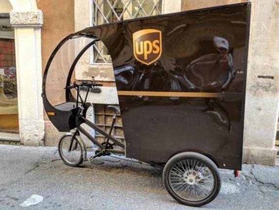 A UPS cargo bike in Rome, Italy. How would their bigger cousins change New York?