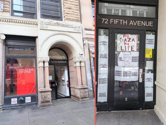 New School Welcome Center at 72 Fifth Avenue, June 2026 May 2024, the latter during a pro-Palestine faculty “occupation”, that ended with NYPD removing the occupiers.