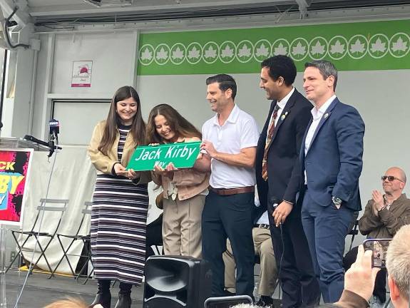 Jack Kirby Way Day included a Parks Department stage, Kirby family, Christopher Marte, others.
