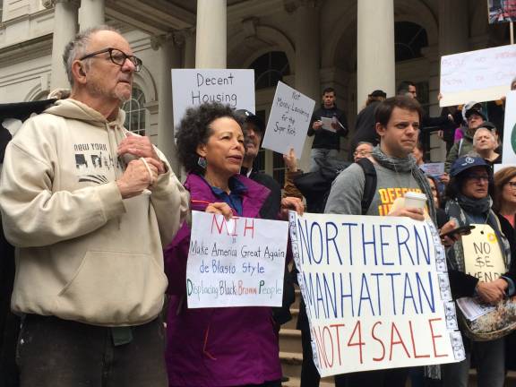 Saturday's Rally for our Neighborhoods at City Hall featured several speakers who railed at how quickly new developments are approved without sufficient input from residents. Photo: Spencer Lee