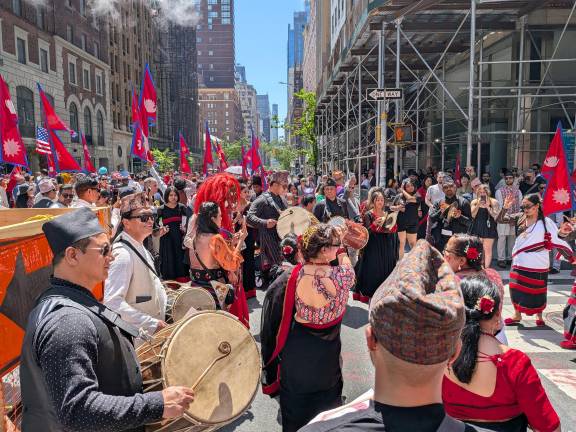 Drums and dancing and flags at the Nepal Day Parade.